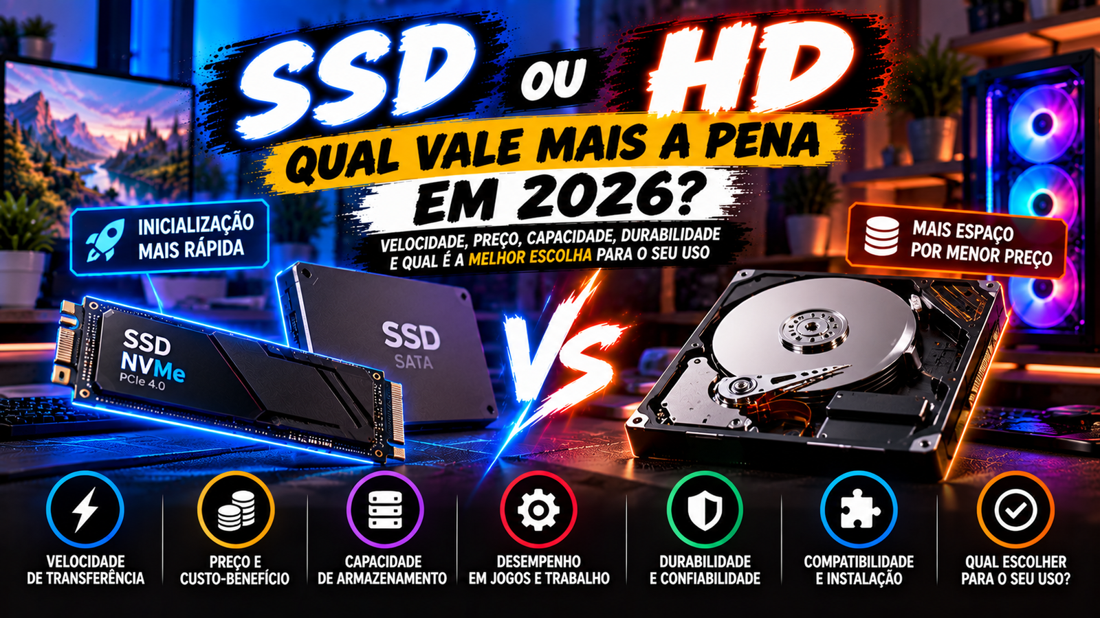 SSD ou HD: Qual Vale Mais a Pena em 2026?